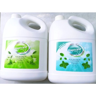 Can 4 lít dung dịch nước rửa tay khô khử khuẩn Hapicare+ 4000ml ( 2 mùi hương trà xanh và bạc hà , trợ giá 22% )