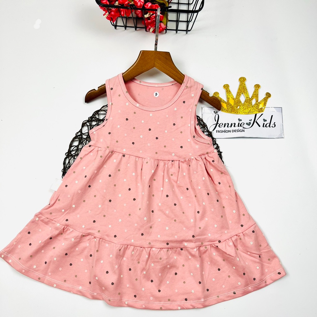 Đầm bé gái 3-5 tuổi dáng xòe thun cotton VNXK Jennie kids J484