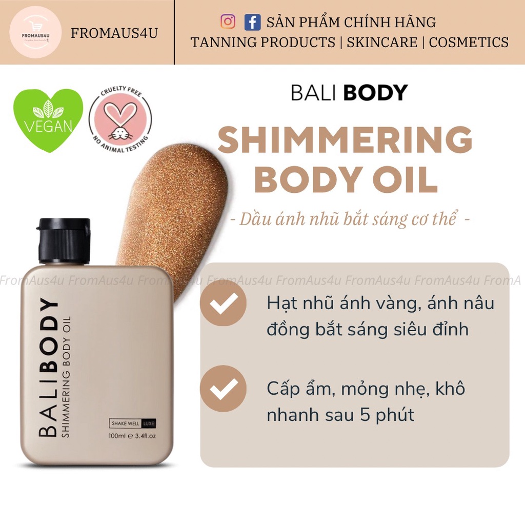 Dưỡng bóng da có nhũ Balibody Shimmering Body Oil