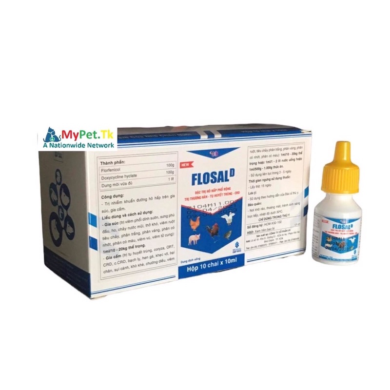 Flosal D cho trâu bò heo gà vịt chim cảnh 10ml