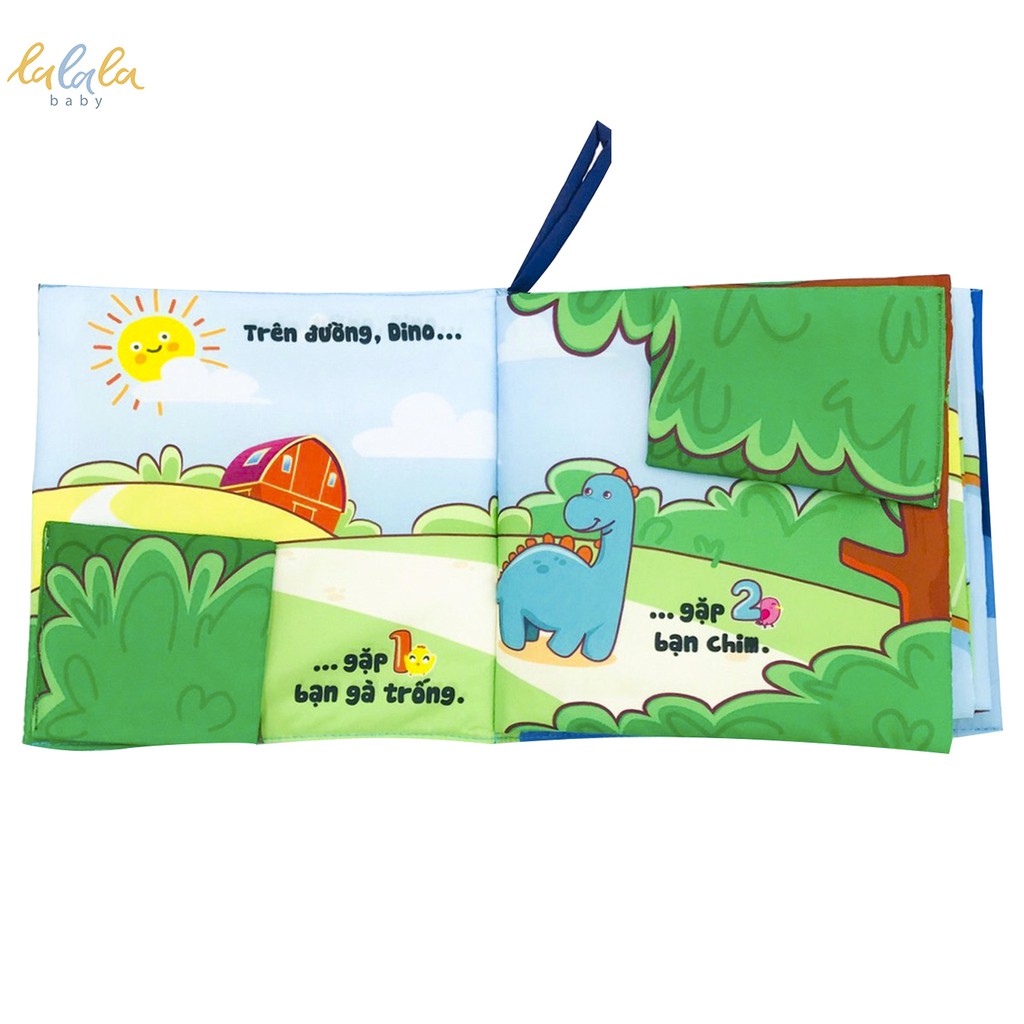 [LIFEMALL9915 - 12% đơn 99K] Sách vải Lalala baby đa tương tác Hành trình của Dino, kích thước 18x18cm, 12 trang