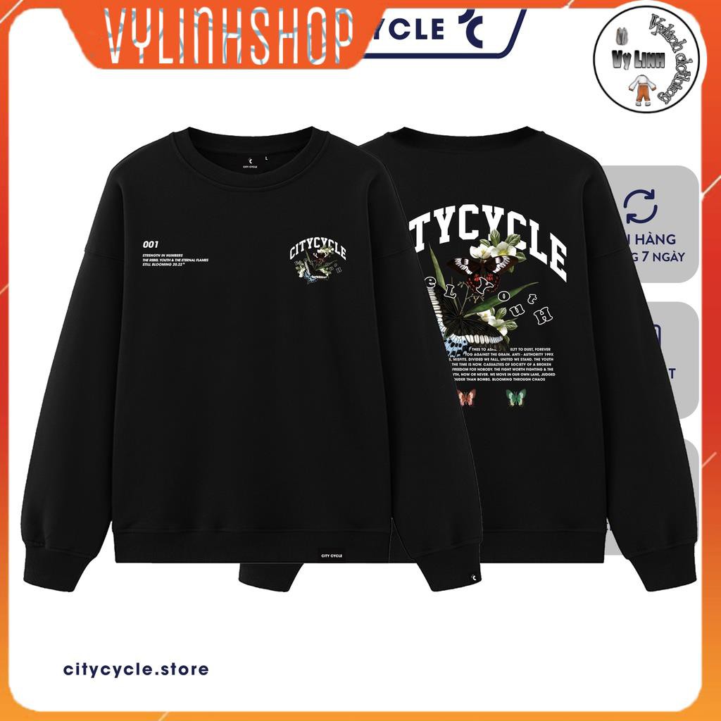 Sweater Nam nữ VYLINHSHOP  Áo sweater nỉ Blooming City Cycle Dày Ấm Form Rộng