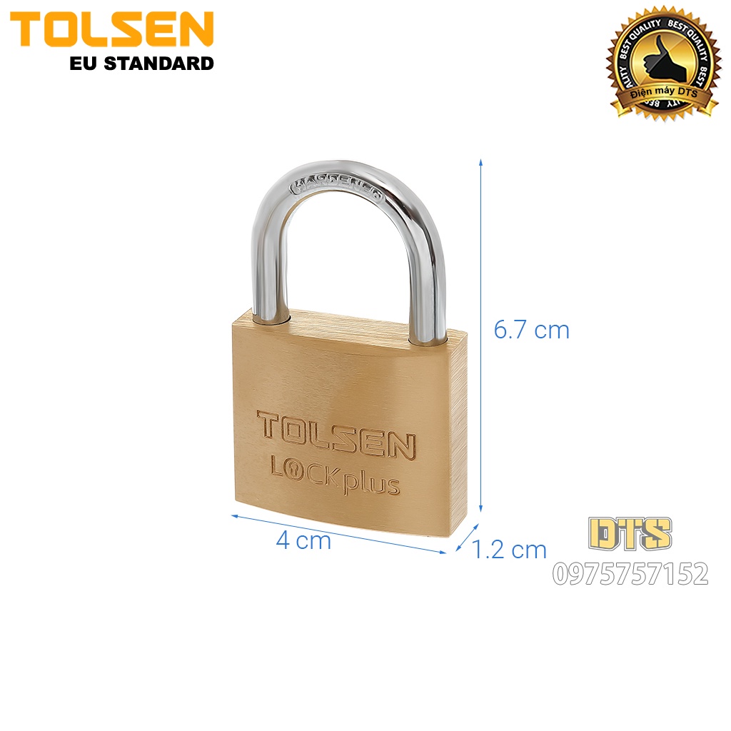 Ổ khoá treo đồng bấm công nghiệp size 40mm TOLSEN, khoá bấm khoá vali siêu cứng chống cắt - Tiêu chuẩn xuất khẩu châu Âu