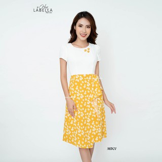 Đầm Liền HOABELLA Hoa Cúc Thắt Nơ Eo Chất Lụa Siêu Xinh (MD21)