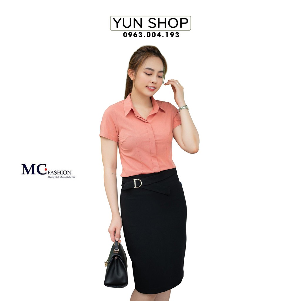 Áo Sơ Mi Nữ Kẻ Caro Công Sở - MC Fashion A645 Màu Cam