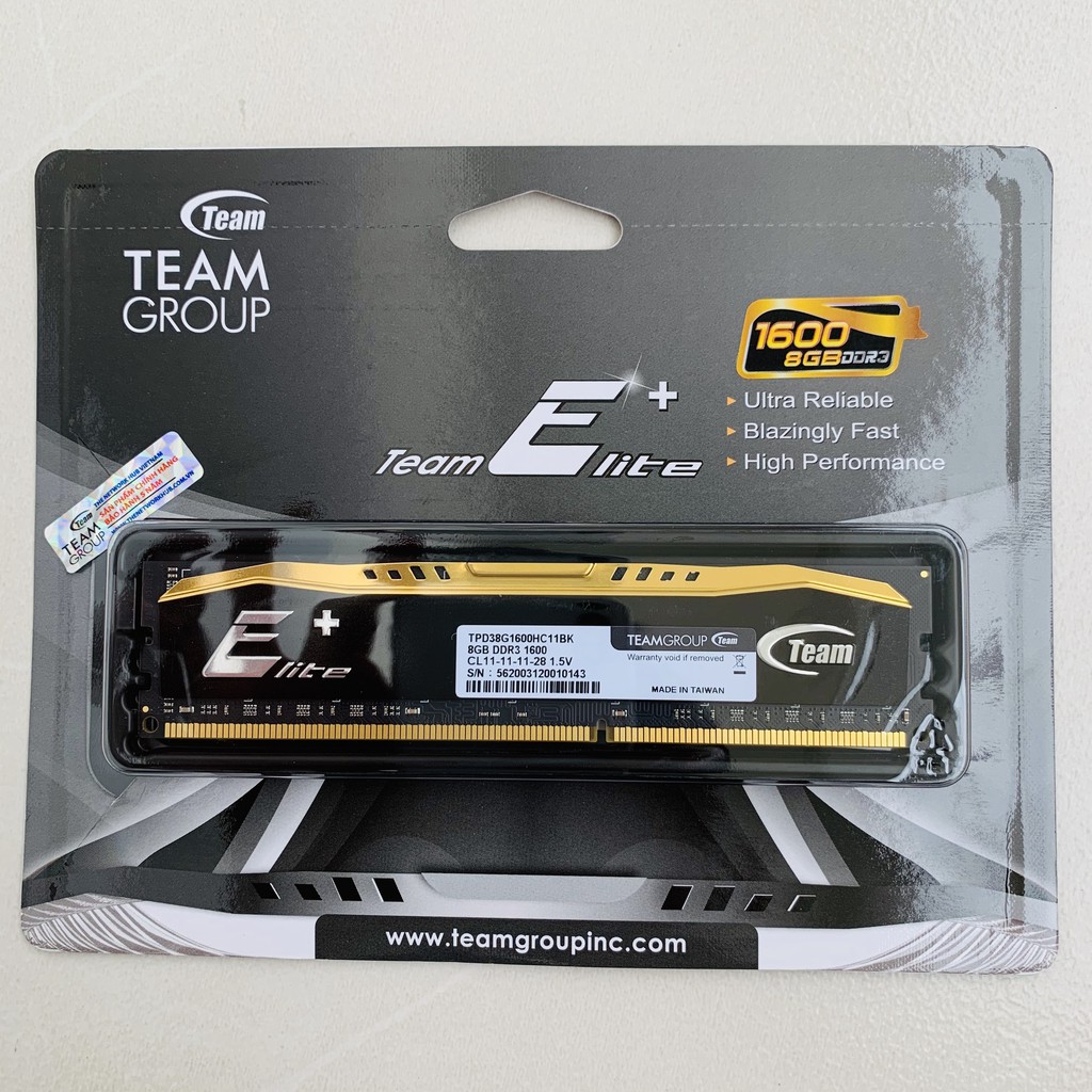 [Mã ELMS05 giảm 5% đơn 300k]Ram 8GB Teamgroup Elite DDR3 1600MHZ Tản Vàng Networkhub Phân phối | BigBuy360 - bigbuy360.vn