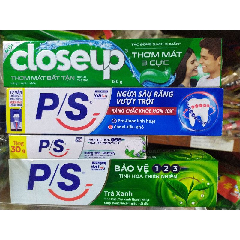 Kem đánh răng p/s 180g, p/s trà xanh tặng kèm, close-up 180g