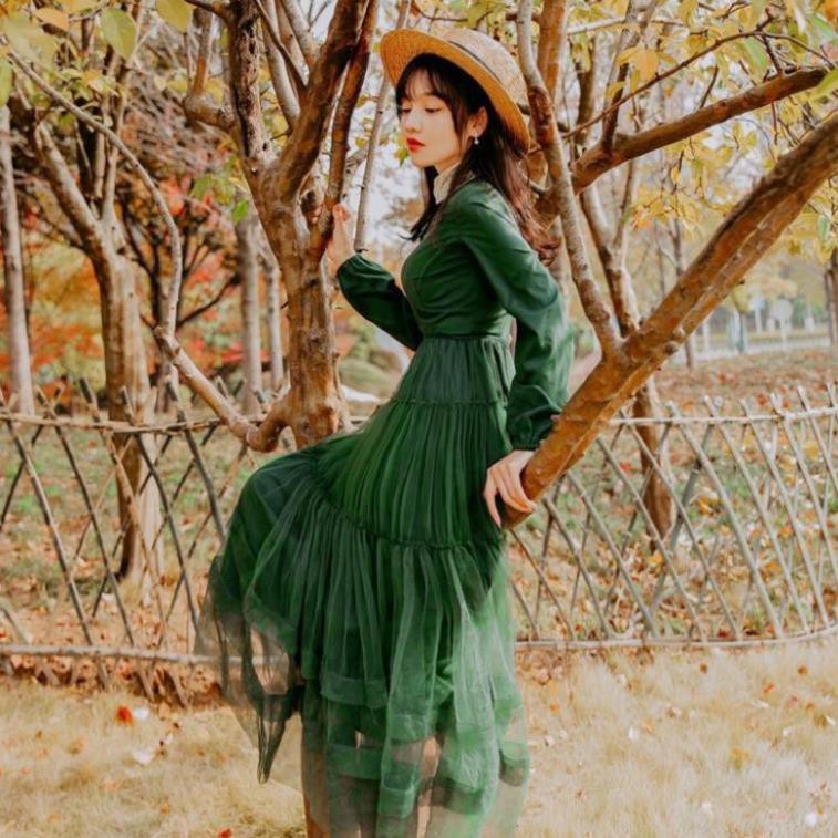 Đầm váy maxi midi dáng xòe vintage retro ullzang bánh bèo tiểu thư công chúa đẹp giá rẻ đi biển boho sexy 👈