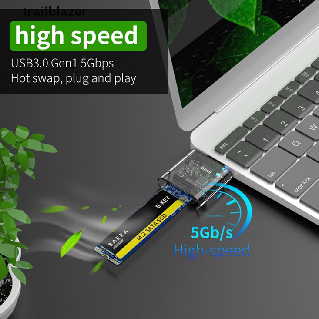 trailblazer M2 SSD Case M.2 To USB 3.0 Gen 1 5Gbps SSD Enclosure For SATA M.2 Card Adapter UIO