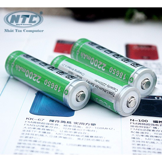 Combo 3 viên pin sạc 18650 HHTC 2200mah 3.7v đúng chuẩn (nhiều màu)