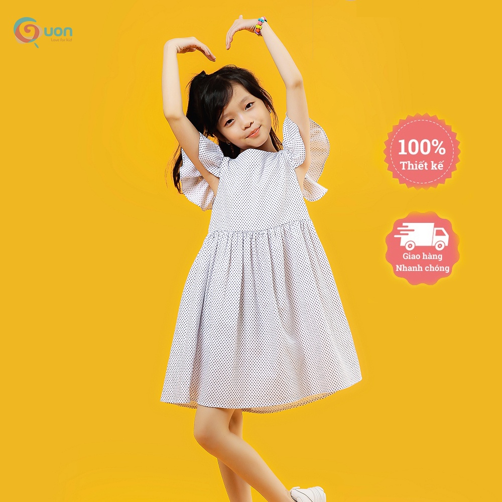 Váy bé gái chấm bi từ 11-28kg vải cotton nhung thoáng mát Mon Mon - GUON