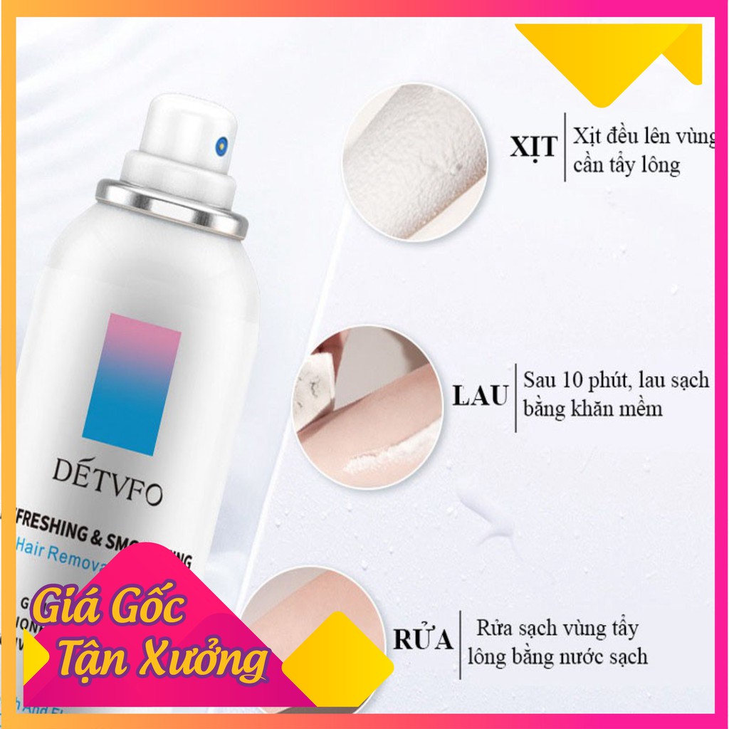 DETVFO Kem Tẩy Lông Dạng Xịt Dịu Nhẹ Không Đau