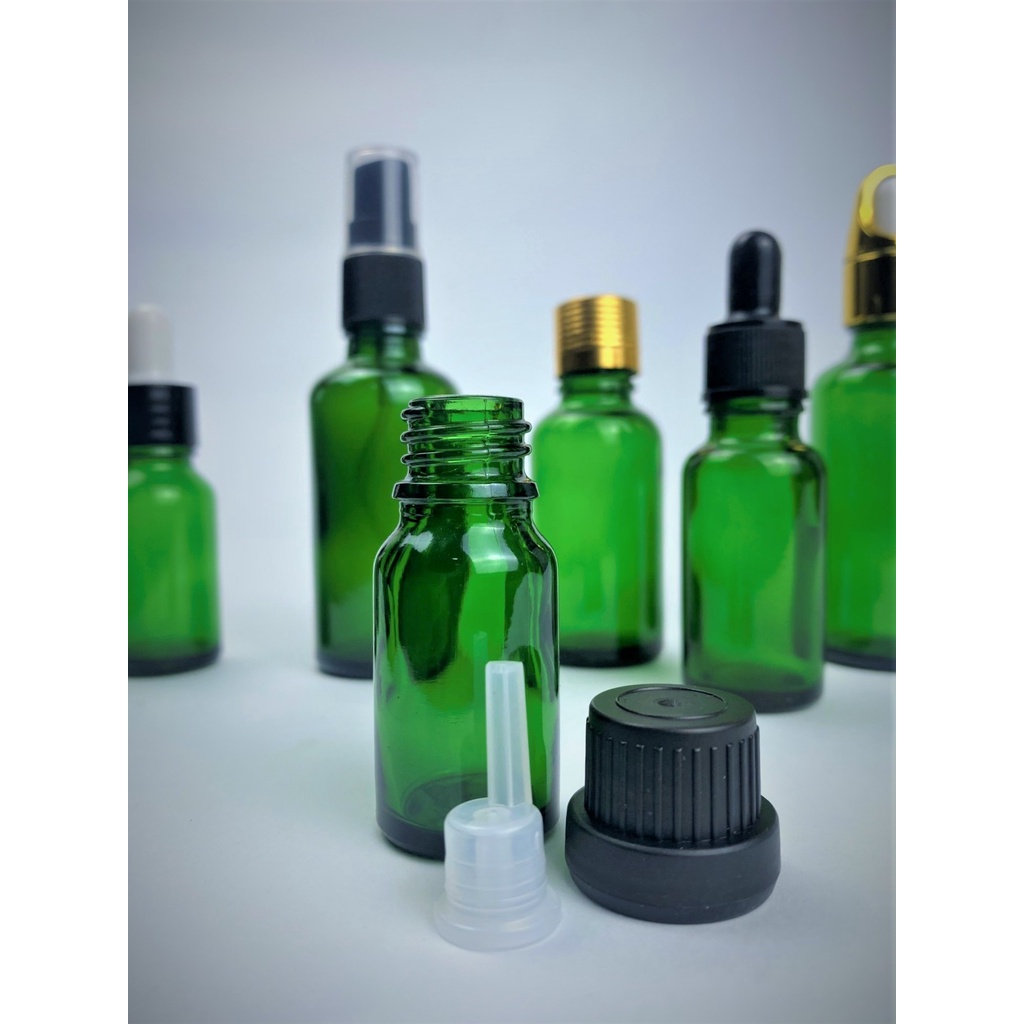 Lọ chiết mỹ phẩm thủy tinh màu xanh các nắp khác nhau 5ml/10ml/15ml/20ml/30ml/50ml/100ml [Giá sỉ/ lẻ]