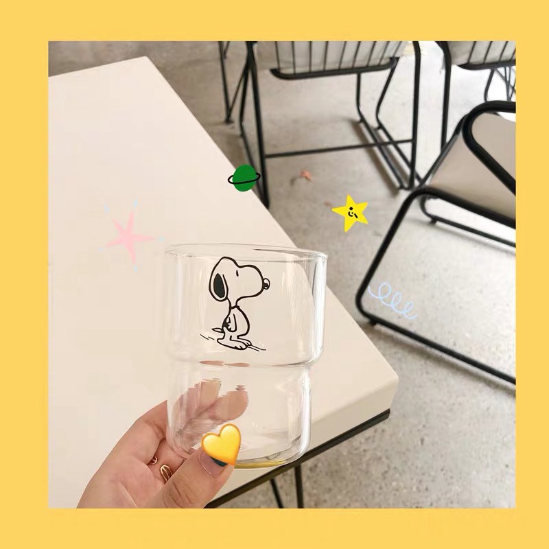 &lt;24h Lô hàng&gt; W&amp;G Glass simple tomato breakfast transparent milk coffee cup portable household dog printed water cup glass cup glass