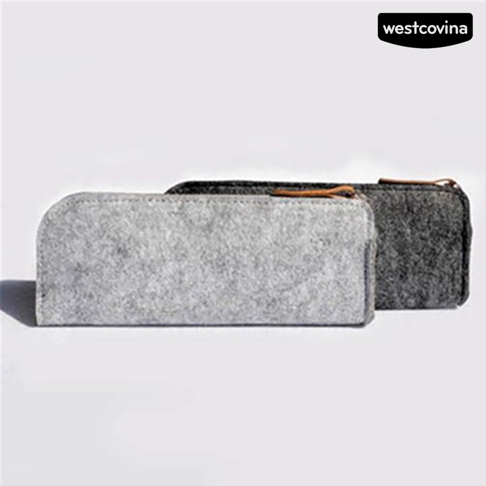 Túi Đựng Bút / Đồ Trang Điểm Bằng Vải Nỉ Có Khóa Kéo Đơn Giản