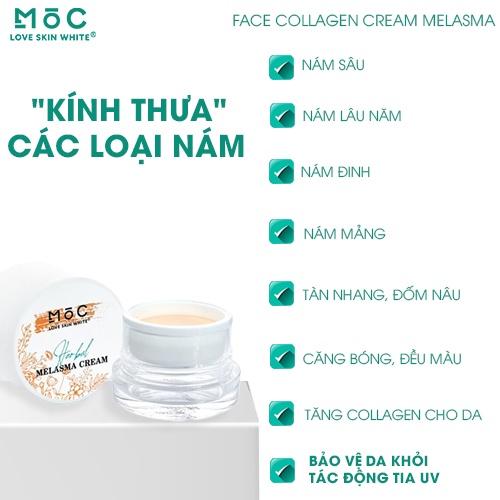 Kem dưỡng trắng da ngừa nám, tàn nhang Collagen Love Skin White Mộc 20g