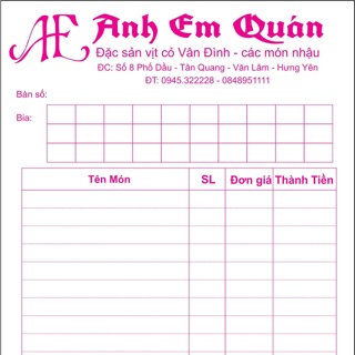 In 20q hoá đơn 2 liên có tên shop loại đẹp rẻ kt a5