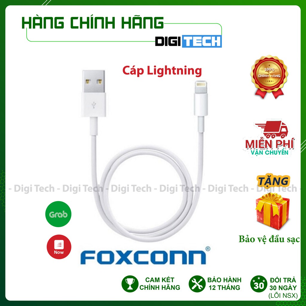 [ Chính Hãng] Dây Sạc IP Chính Hãng Foxconn 5 Lõi Chân Lightning, Chân Iphone Dài 1m