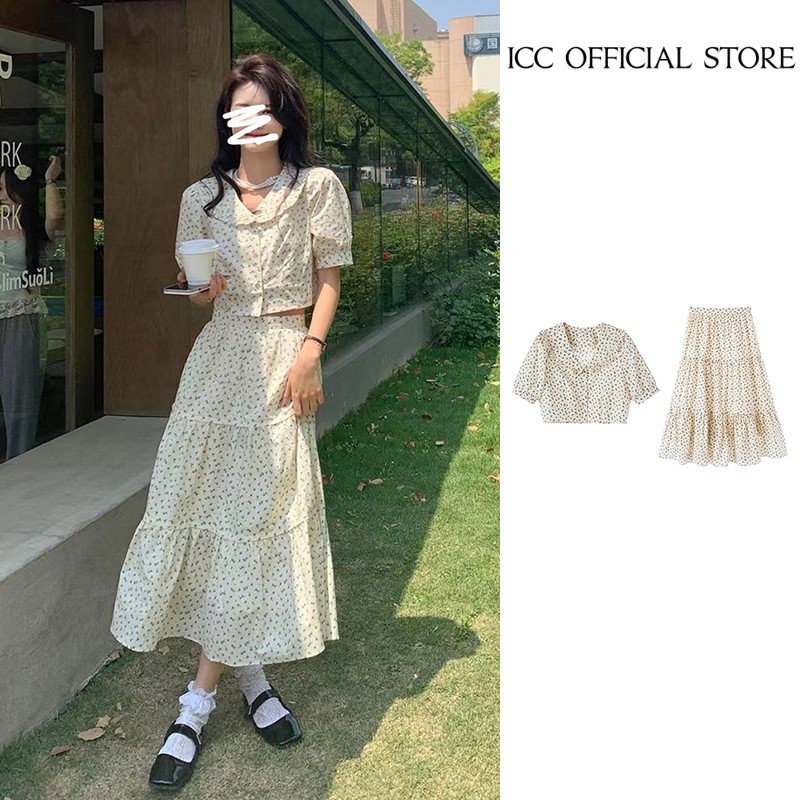 Set Váy Áo Hoa Nhí - Đầm Xòe Dáng Dài VD053 ICC Official Store