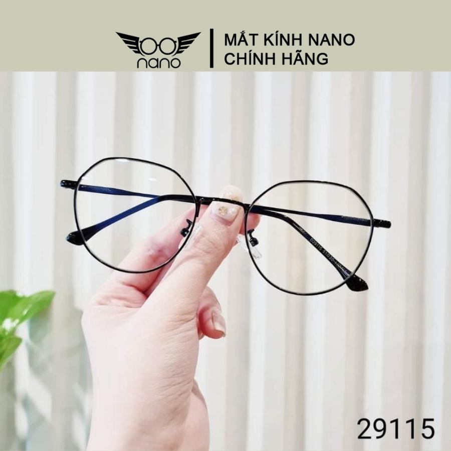 Gọng kính cận nữ nam kim loại, gọng kính đa giác NANO 29115 thời trang chống trầu xước chống tia UV