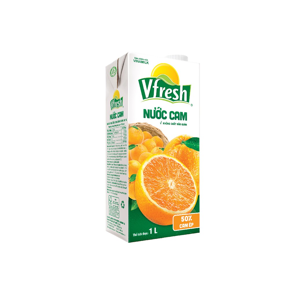 Nước cam ép VFresh Hộp 1L (50% cam)