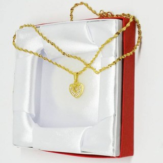 Dây chuyền nữ trái tim đính đá mạ vàng 18K cực đẹp + Tặng hộp hoa hồng cực xinh