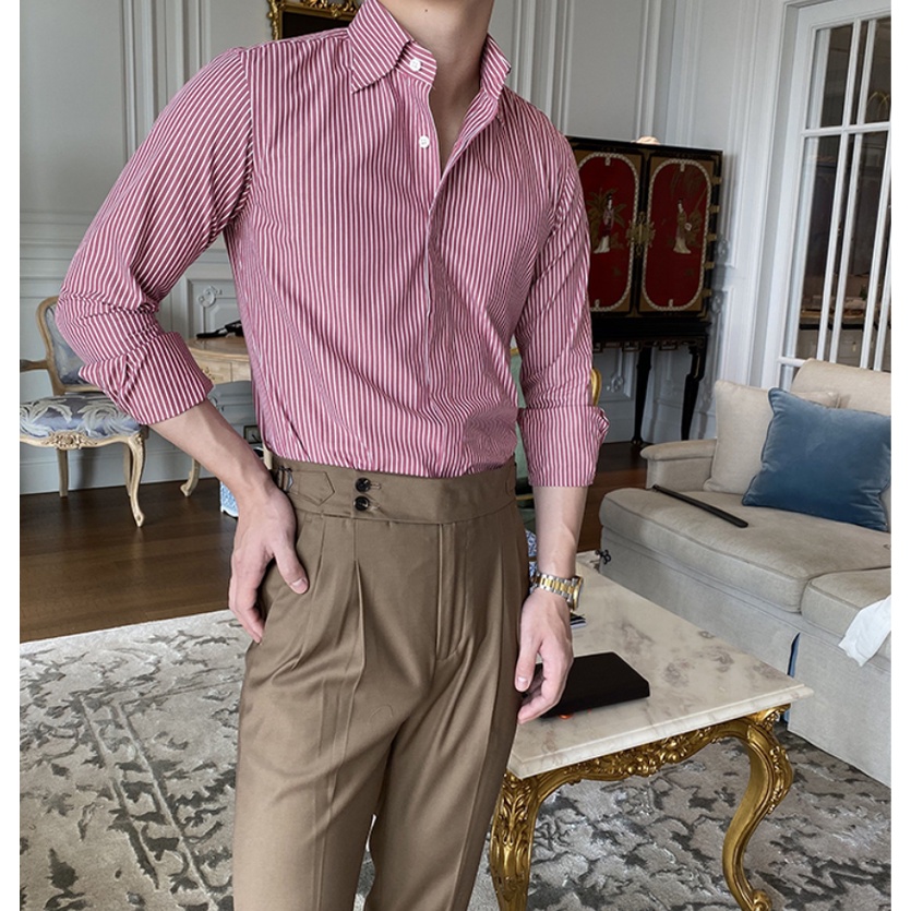 Áo Sơ Mi Nam Dài Tay Công Sở Giấu Khuy Dáng Ôm Lịch Lãm TRADY FASHION