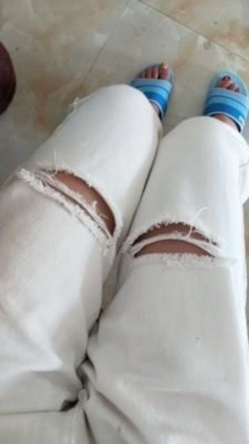 [Có sẵn]Quần denim cắt gối ulzzang