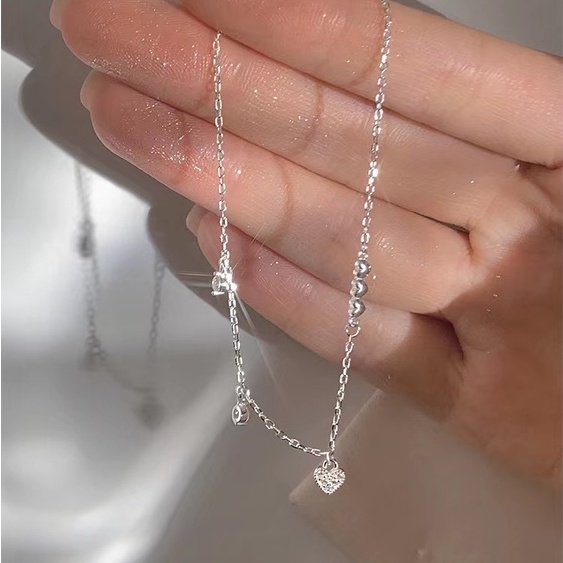 Vòng Tay Mạ Bạc 925 Mặt Hình Trái Tim Đơn Giản Thời Trang Dành Cho Nữ