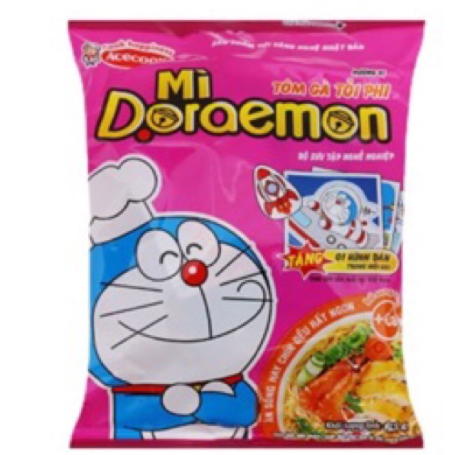 Mì Doraemon hương vị Bò cuộn phô mai/ tôm gà phi tỏi/ tôm hấp sữa gói 62g