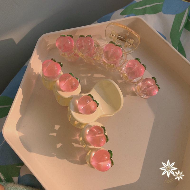 【kifli】Kẹp Tóc Hình Quả Đào Màu Hồng Trong Suốt 2022