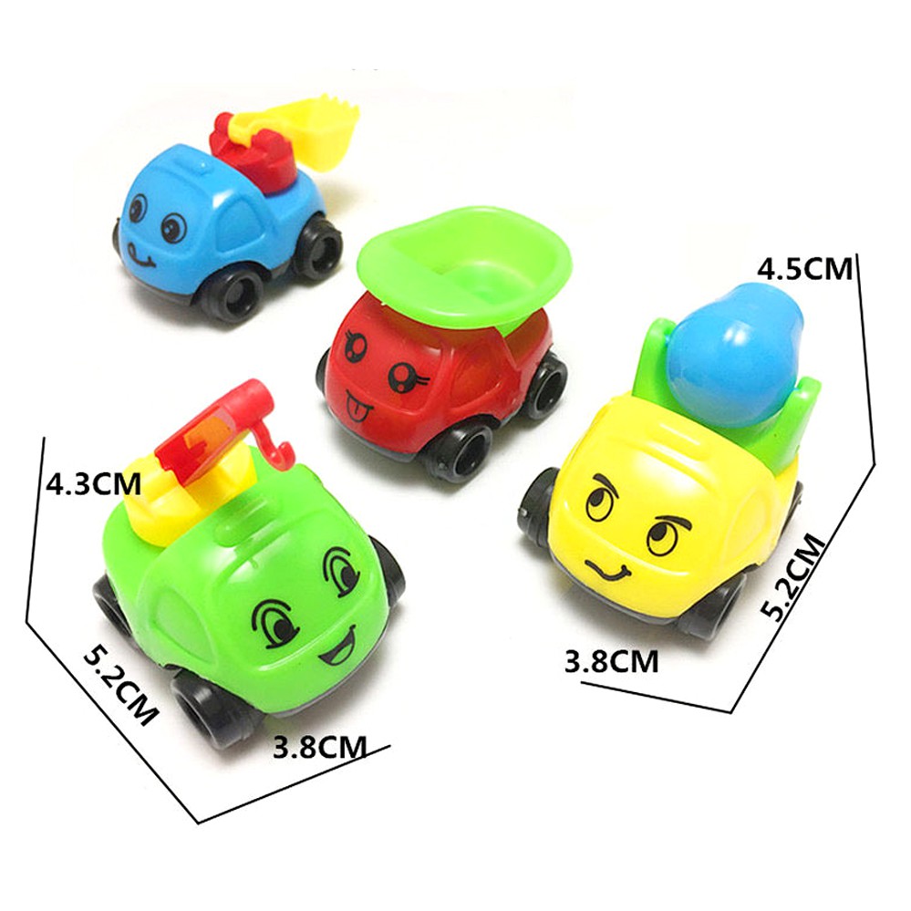 Set 8 đồ chơi xe công trình New4all Cars 5.5 cm dễ thương (Xe ben, xe bồn, xe cẩu, xe máy xúc) cho bé nhập vai vui chơi