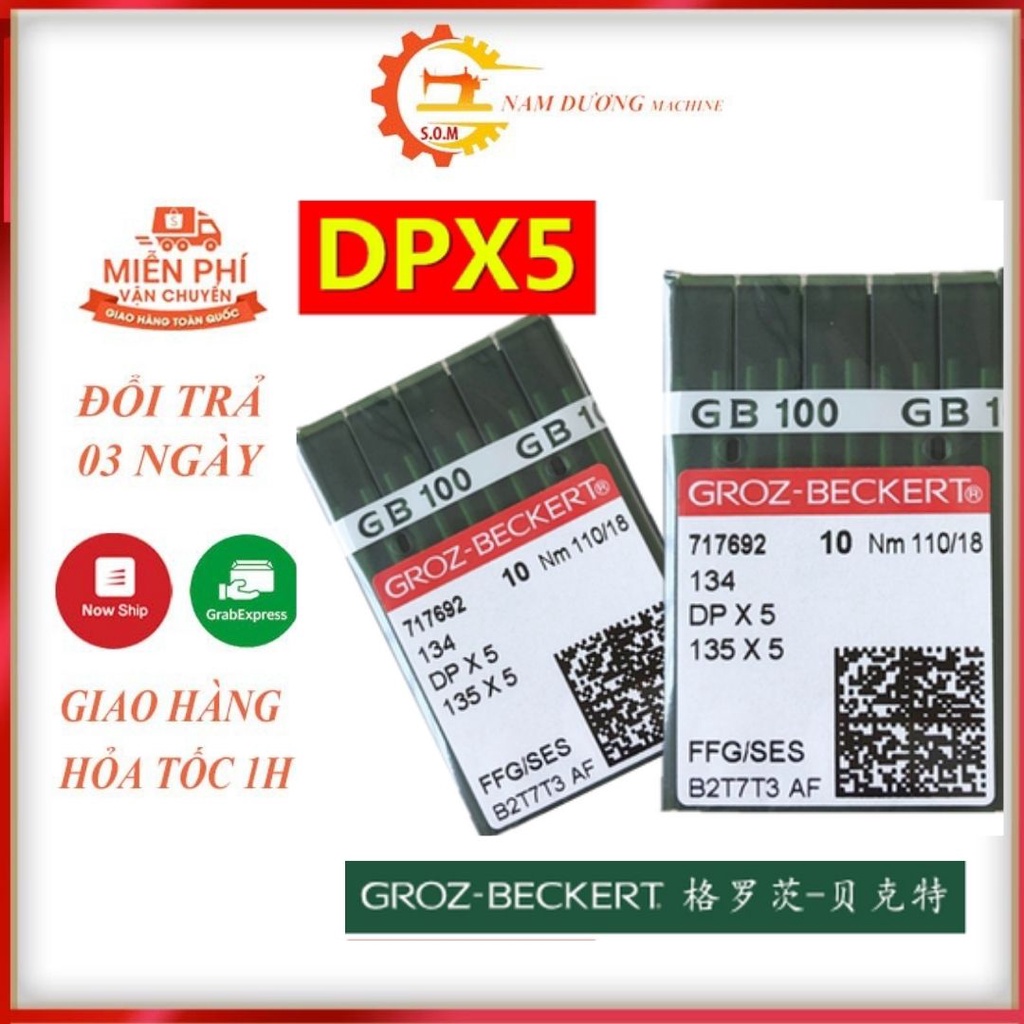 Kim máy may công nghiệp DPx5 GB &gt; kim máy may 1 kim đốc lớn DP5 [vĩ 10 cây]