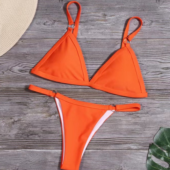 Bikini 2 mảnh đồ bơi đi biển nữ 2 dây viền trắng quần áo tắm cạp trễ