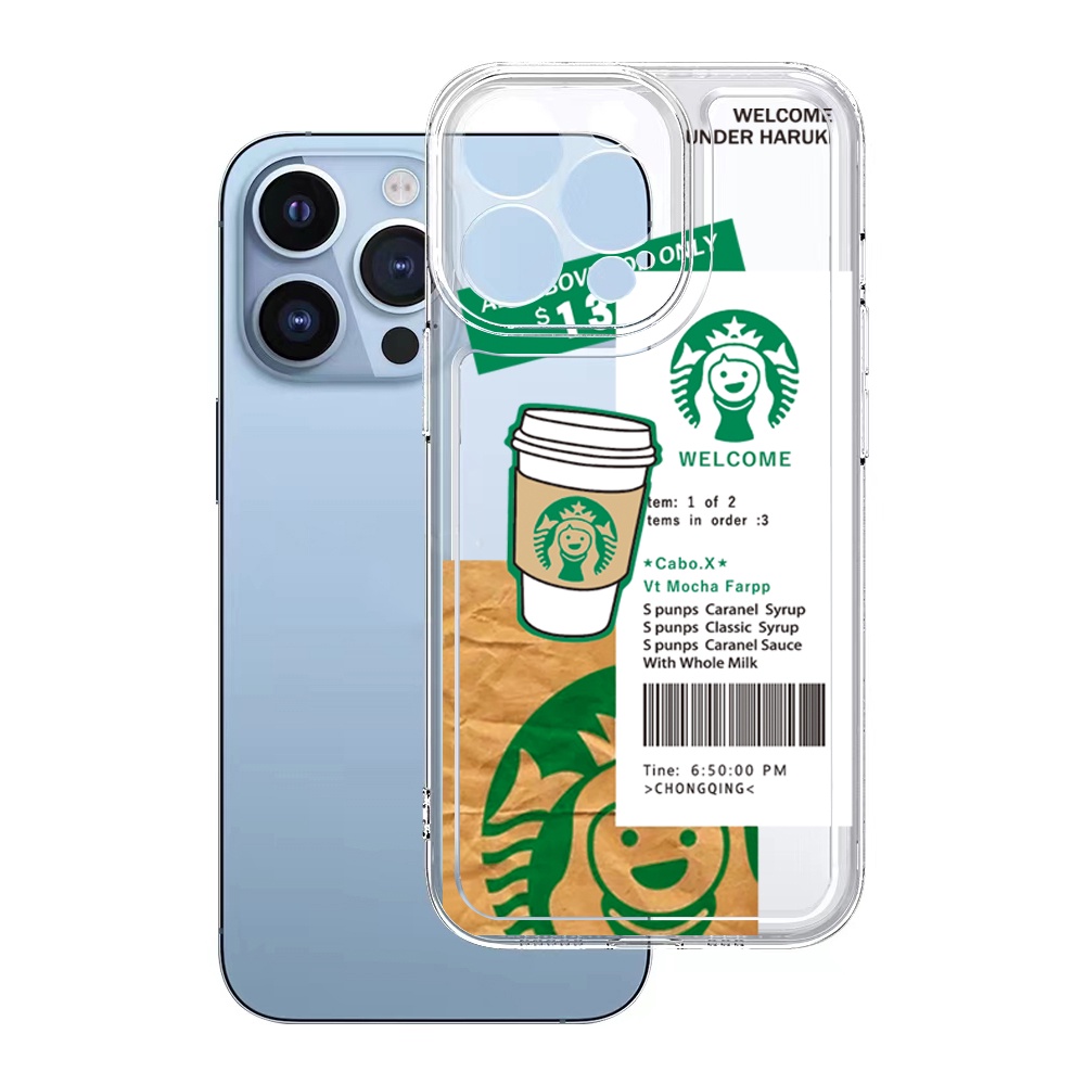 Ốp Điện Thoại TPU Gel Đệm Khí Chống Rơi Hình Starbucks Màu Trong Suốt Samsung Galaxy S22 Plus Note 20 Ultra 10 S21 FE S20