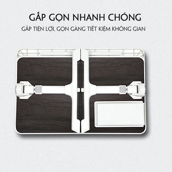 Bàn gấp gọn thông minh có cổng USB giá để điện thoại xoay 270 độ ngồi giường học và làm việc