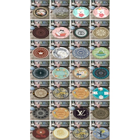 Thảm tròn bali 5D, thảm trải sàn tròn mẫu thương hiệu lv, chanel, Gucci, trang trí nhà cửa