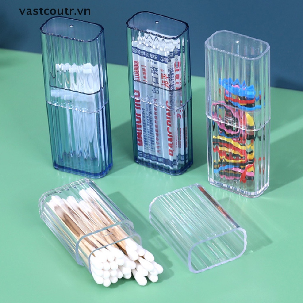 Hộp Trong Suốt Đựng Tăm Bông / Tăm Xỉa Răng Tiện Dụng