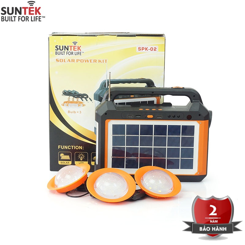 Bộ Lưu Điện SUNTEK SPK-02 7500mAh Sạc Bằng Năng Lượng Mặt Trời + 3 Bóng Đèn LED 3W - Hàng Chính Hãng - Bảo hành 2 năm