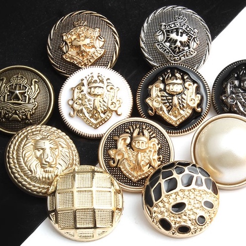 Set 10 nút kim loại phong cách Anh Quốc cổ điển cỡ 18mm để trang trí quần áo thủ công