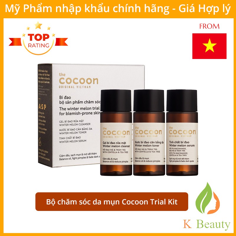 Bộ Sản Phẩm Chăm Sóc Da Mụn Cơ Bản Cocoon Bản Dùng Thử - Cocoon Winter Melon Trail Kit - Hàng Việt Nam - 15mlx3