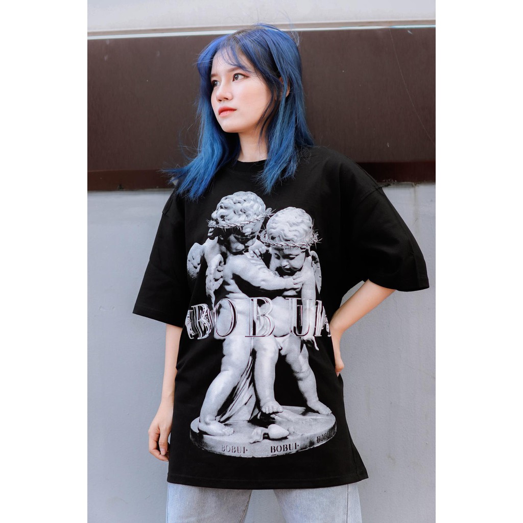 Áo thun tay lỡ Unisex aossi , áo phông form rộng , Bobui Thiên thần (hình thật) | BigBuy360 - bigbuy360.vn