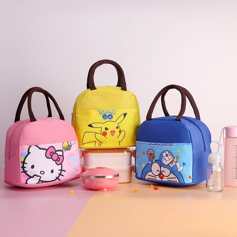 Túi Xách Tote Vải Bạt Dày Đựng Hộp Cơm Trưa Chống Thấm Hoạt Hình Đáng Yêu