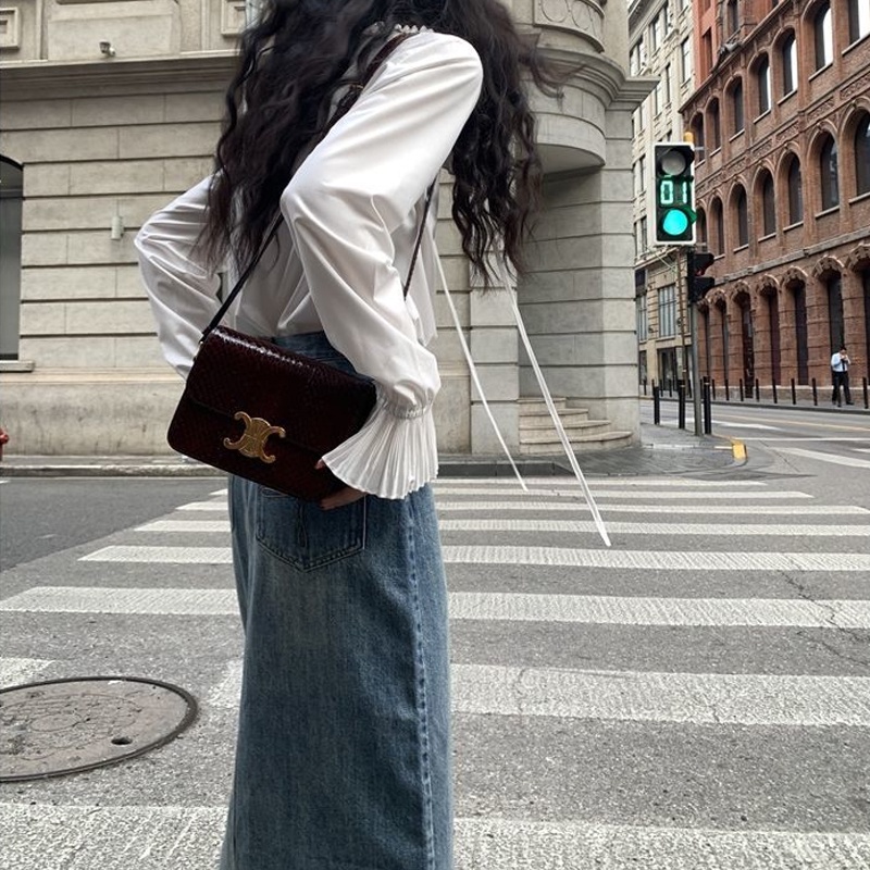 IMAODOU Chân váy jean dài lưng cao vừa dáng ôm thời trang mùa thu 2023 cho nữ