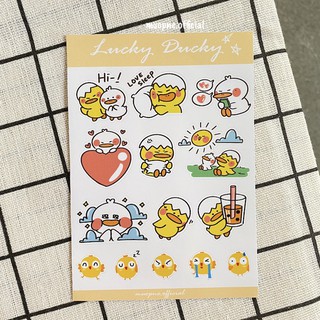 Sticker "Ông nói gà bà nói vịt" màu vàng chống thấm nước Lucky Ducky