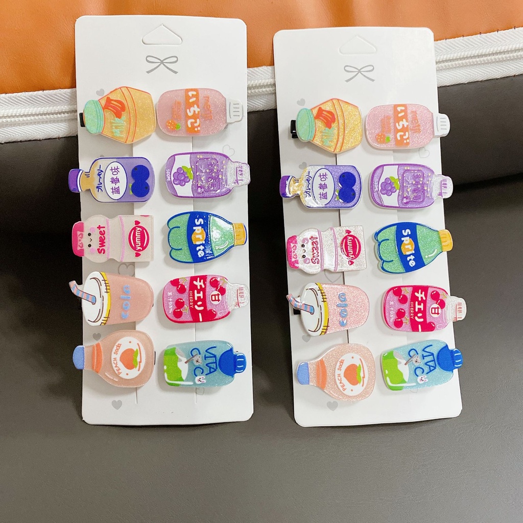 Set 10 kẹp tóc hình nước hoạt hình màu sắc dễ thương K94