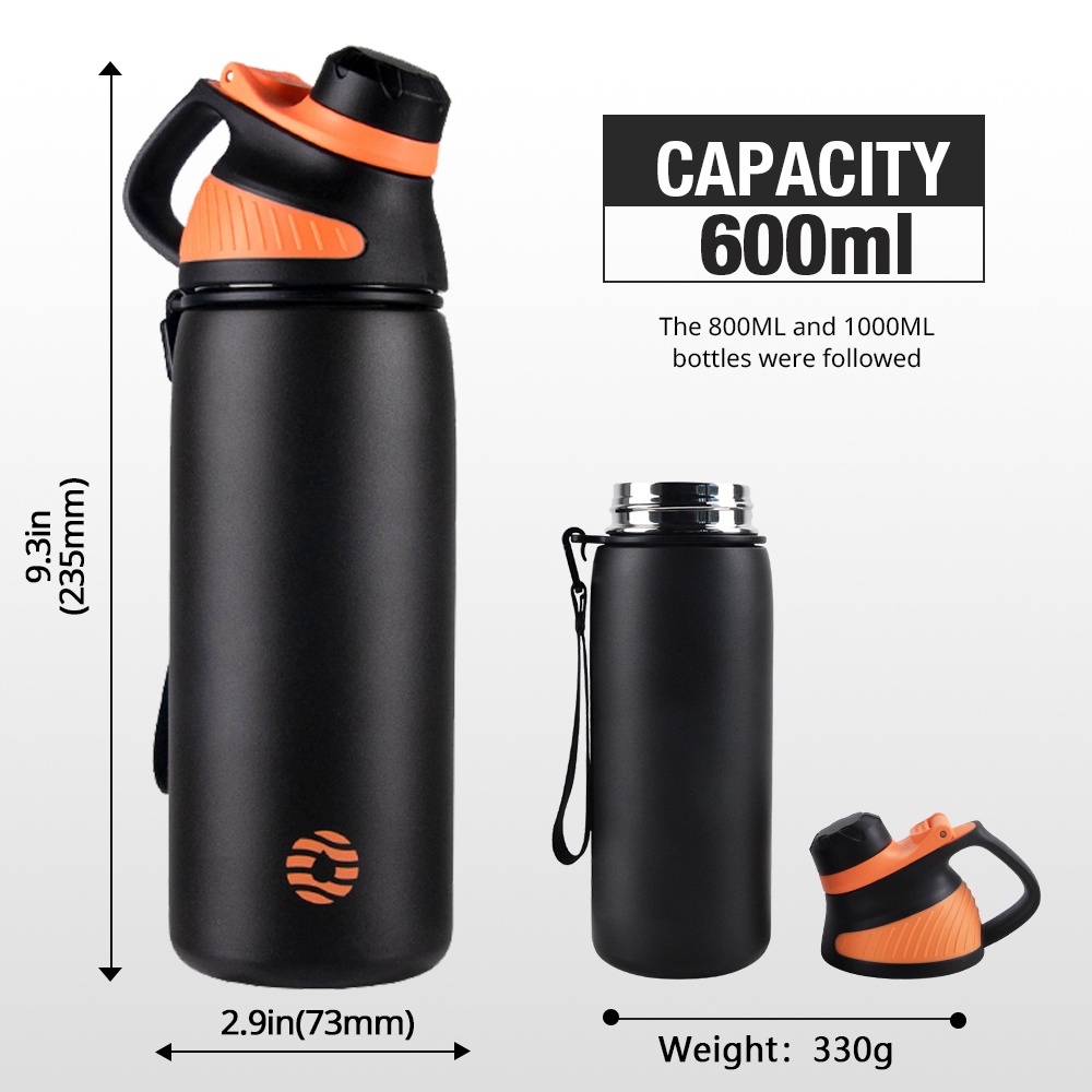 Bình Nước Giữ Nhiệt Hai Lớp Bằng Thép Không Gỉ 1000ml Phong Cách Thể Thao