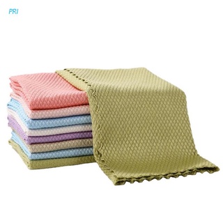 Set 5 khăn lau chùi bàn nhà bếp họa tiết sọc vảy cá thủy tinh thấm hút nước 25x25cm