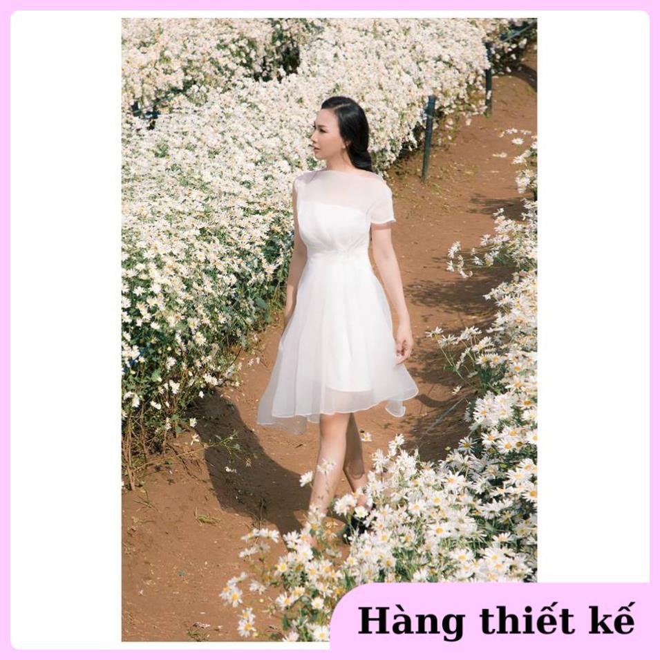 ( Hàng cao cấp ) Đầm Dự Tiệc Lưới Xốp Lệch Vai Form Xòe Nhẹ Cài Hoa Eo Có Sẵn Mút Ngực Cực Xinh | BigBuy360 - bigbuy360.vn