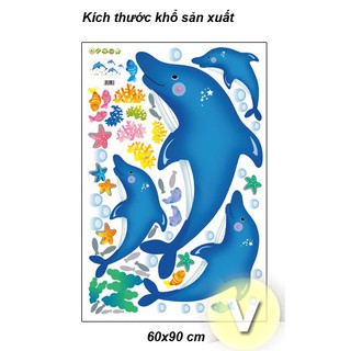 Decal dán tường Cá heo xanh